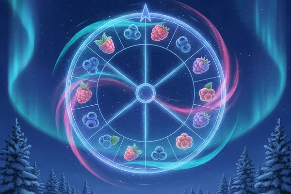 Jeu Starfall Wheel — une roue de constellations et de baies en rotation