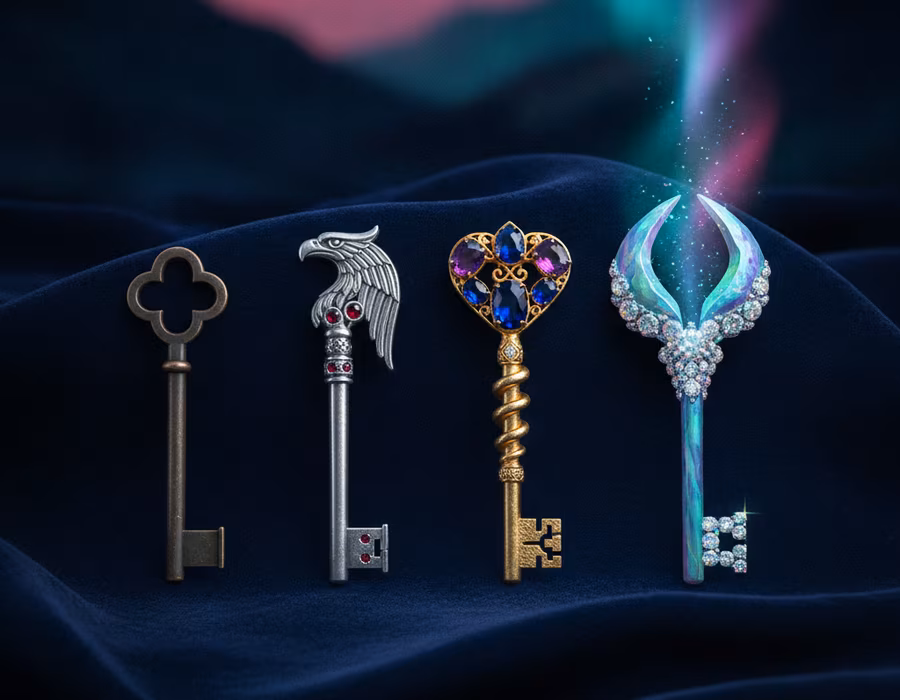Four glowing berry clusters representing the Bronze, Silver, Gold and VIP membership tiers under the northern lights
